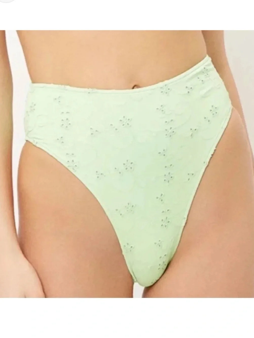 NWT Frankie’s Bikinis Jasper Mint Light Green Eyelet Bikini Bottoms